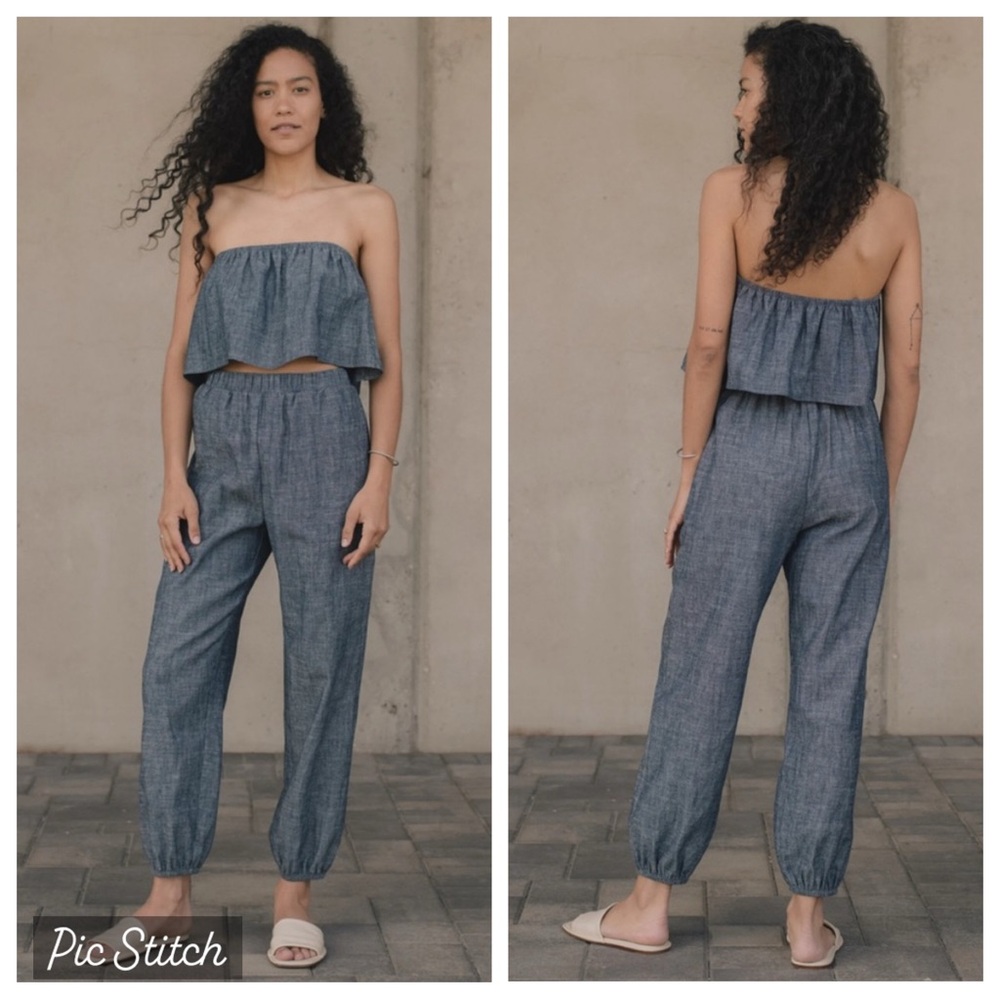 RARE OZMA Graham Blue Indigo Organic Chambray Joggers